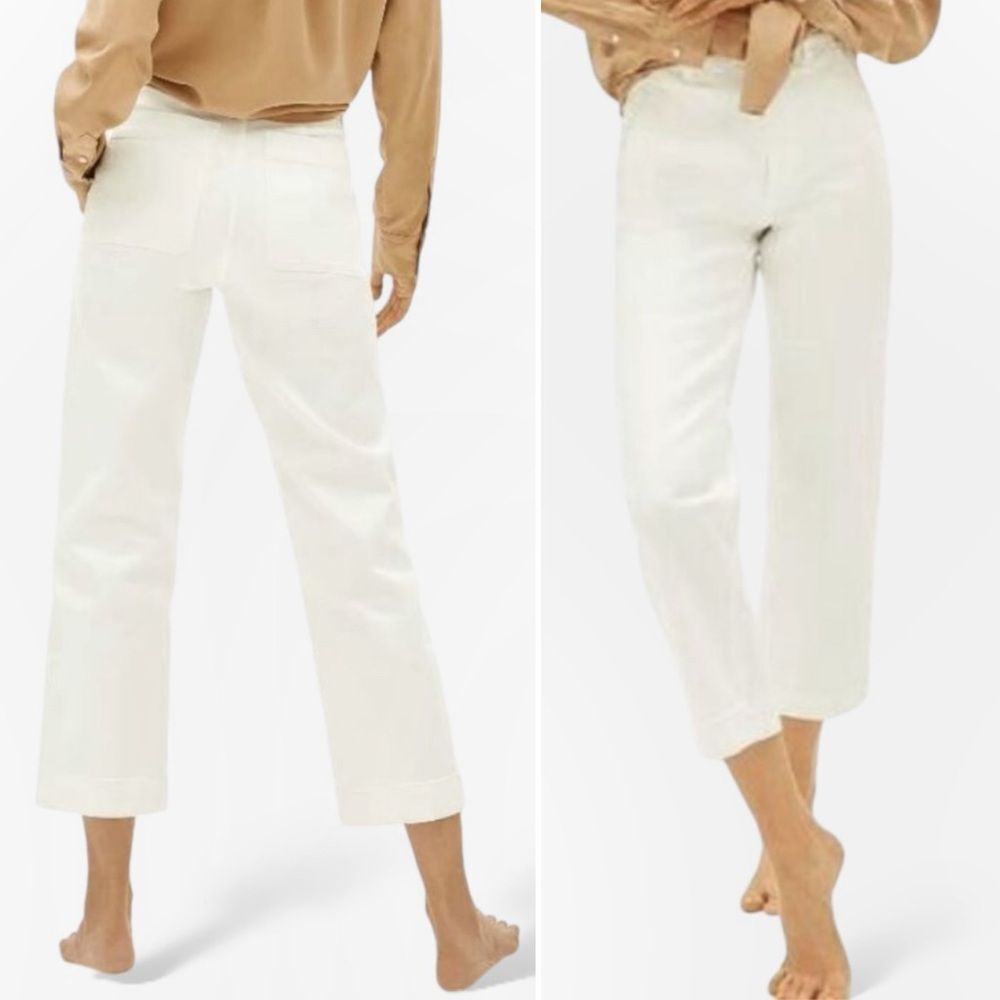 Everlane The Straight Leg Crop in Bone Neutral Taupe Cotton Twill Women’s Size 4